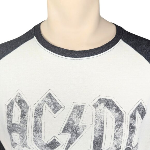 AC/DC Men's Large Cotton Gray & White Raglan T-Shirt - Picture 5 of 10